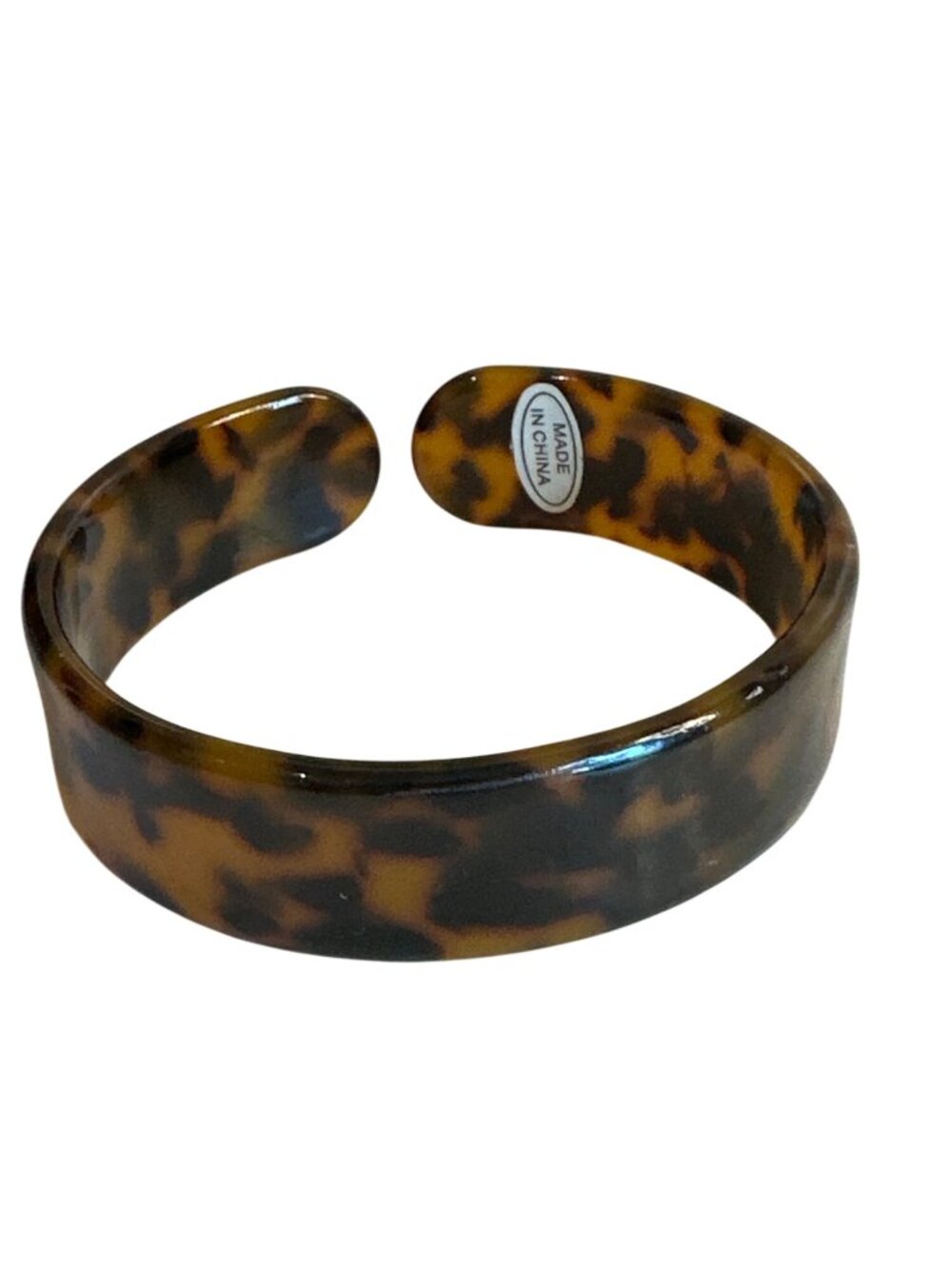 Tortoise Shell Pattern Acrylic Open Cuff Bracelet Bangle 0.5" Band Chic Classic